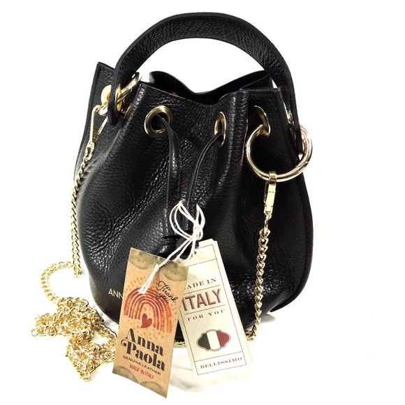 ANNA PAOLA 🇮🇹 WOMENS BLACK SOFT LEATHER HANDBAG - Picture 6 of 6
